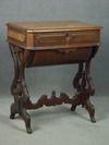 Appraisal: SEWING STAND - VICTORIAN SOLID WALNUT TWO DRAWER SEWING STAND