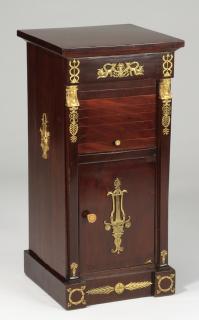 Appraisal: Egyptian Revival mahogany side cabinet Egyptian Revival mahogany and parcel