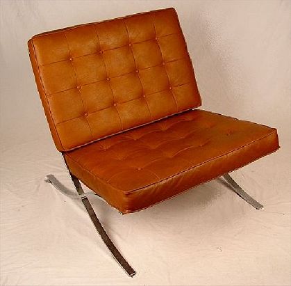 Appraisal: BARCELONA LEATHER AND CHROME SIDE CHAIR Unsigned as to maker