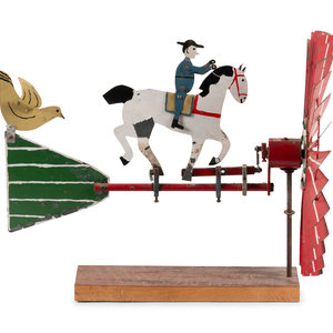 Appraisal: A Folk Art Painted Tin Whirligig of a Trotting Horse