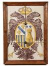 Appraisal: HANDPAINTED HERALDIC TILE SET - th c framed six tile