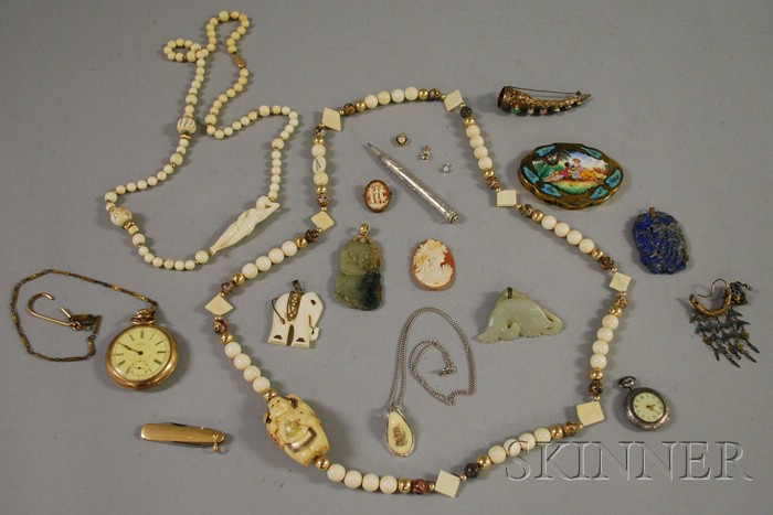 Appraisal: Group of Mostly Antique Bone and Hardstone Jewelry including two