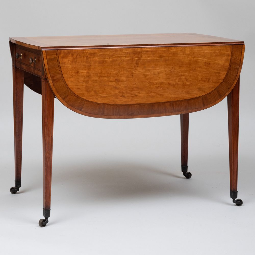 Appraisal: George III Inlaid Satinwood Pembroke Table Fitted with one drawer