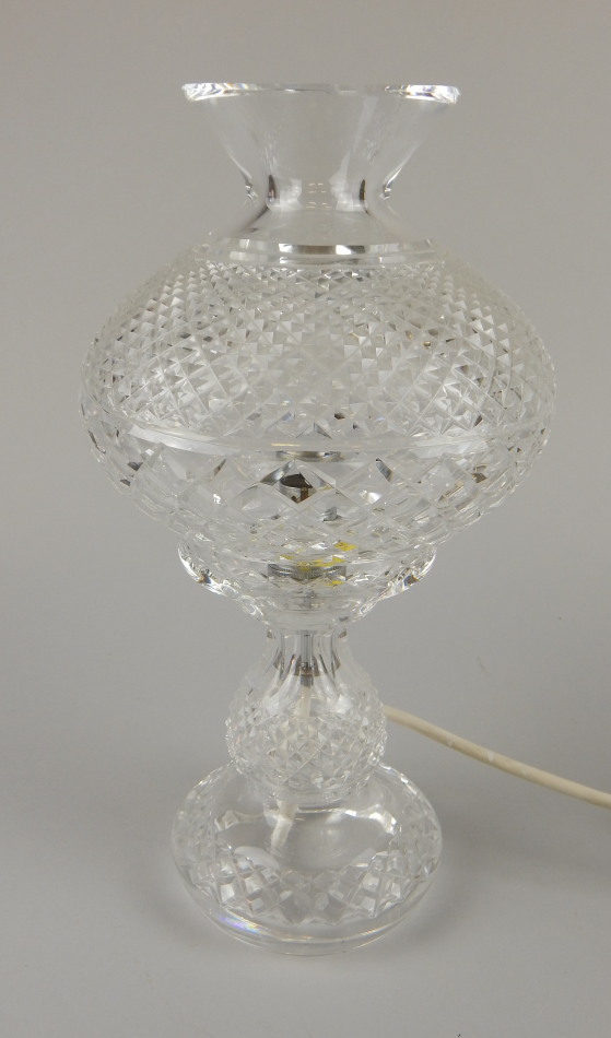 Appraisal: A cut glass table lamp with domed lid by repute