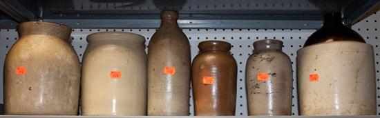 Appraisal: Five assorted salt glazed stoneware storage jars and bottles and