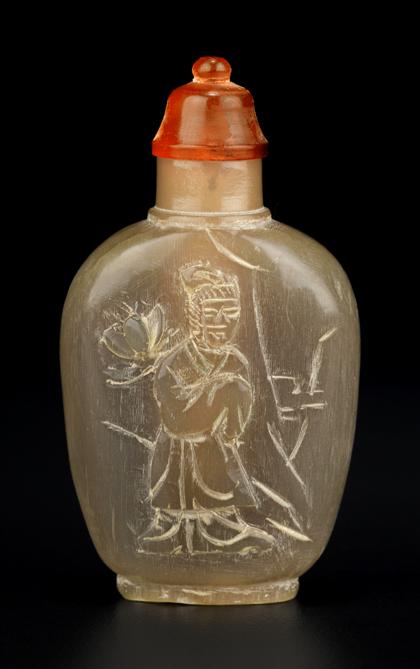 Appraisal: Chinese carved horn snuff bottlelate th century