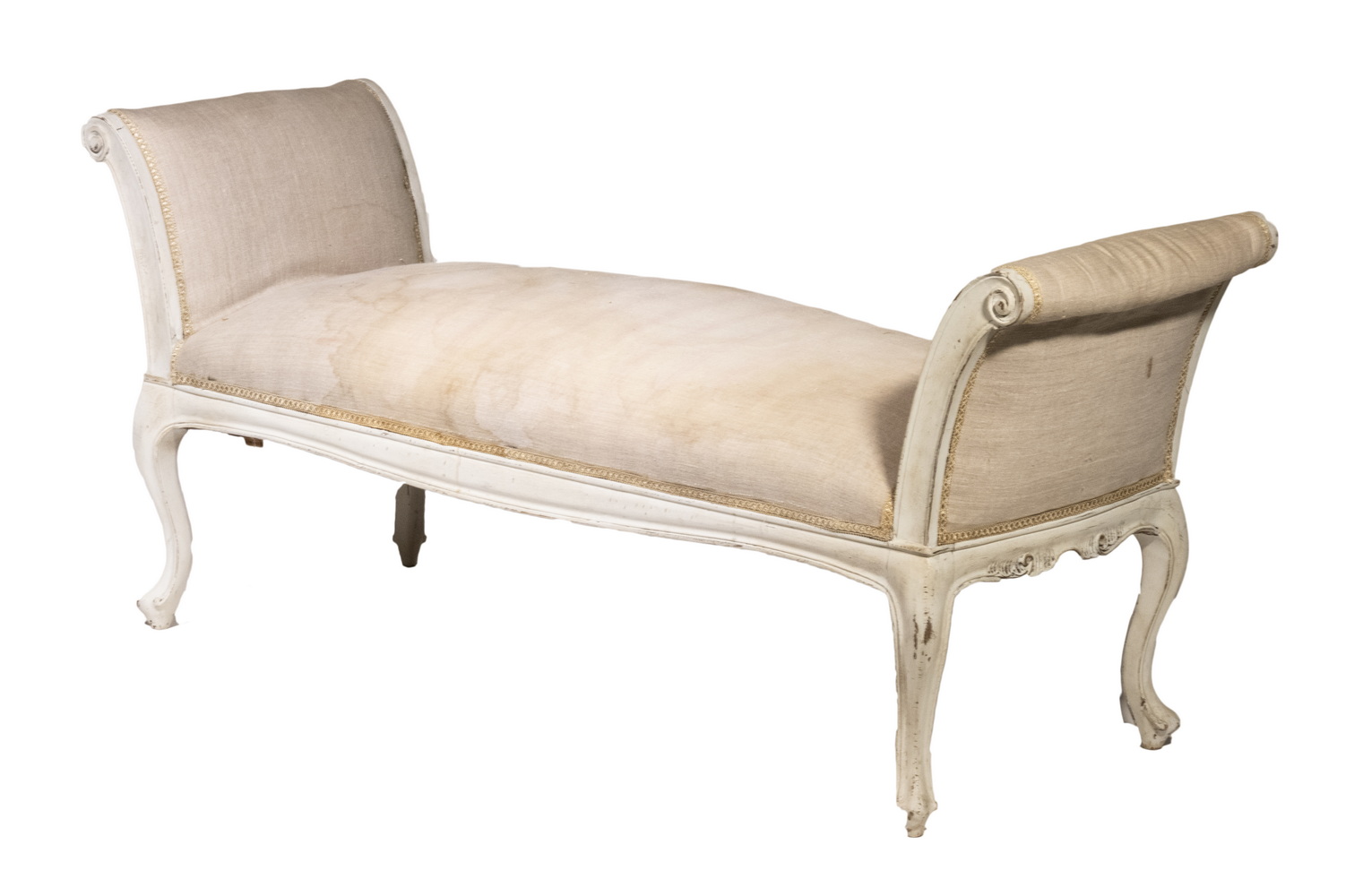 Appraisal: LOUIS XVI STYLE LONG BENCH WITH ARMS FOR BOUDOIR FOOT