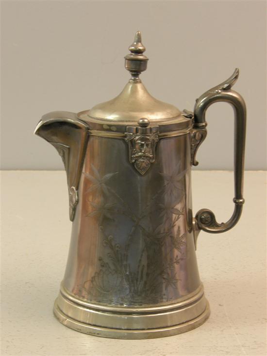 Appraisal: th century Reed Barton pewter jug with hinged cover and