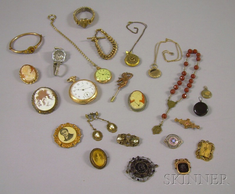 Appraisal: Group of Mostly Victorian Jewelry including two shell-carved cameo brooches