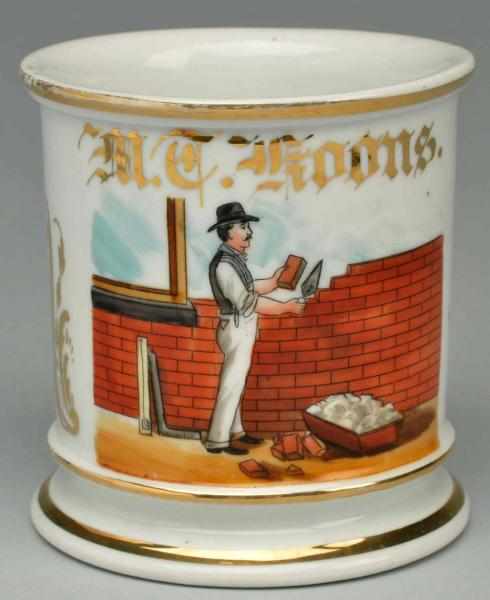 Appraisal: Bricklayer Shaving Mug Gilded M C Koons Nice image of