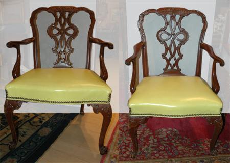 Appraisal: Group of Four Georgian Style Mahogany Armchairs Estimate nbsp nbsp