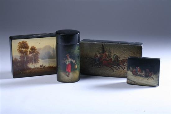 Appraisal: FOUR RUSSIAN LACQUER BOXES early to mid- th century Of