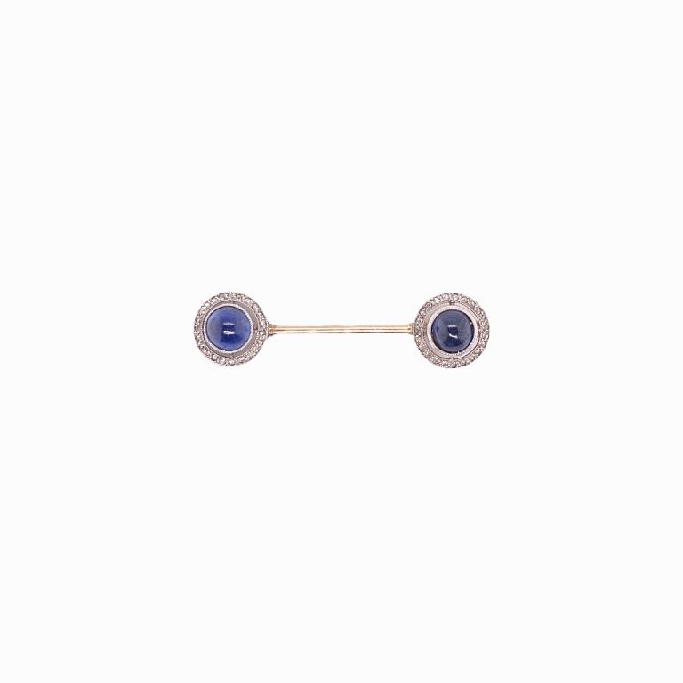 Appraisal: Faberg Sapphire Gold Tie Clip Faberg Sapphire Gold Tie Clip