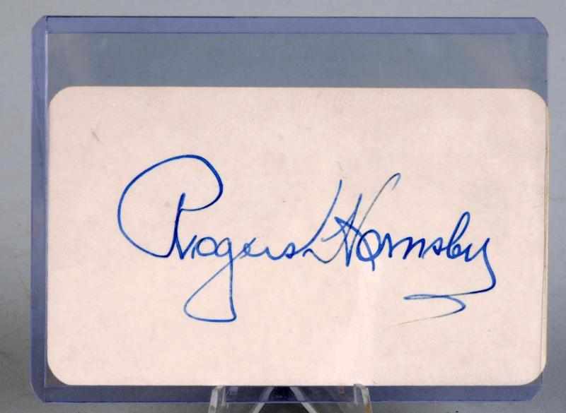 Appraisal: Vintage Rogers Hornsby Signature on Card Signature of HOFer in