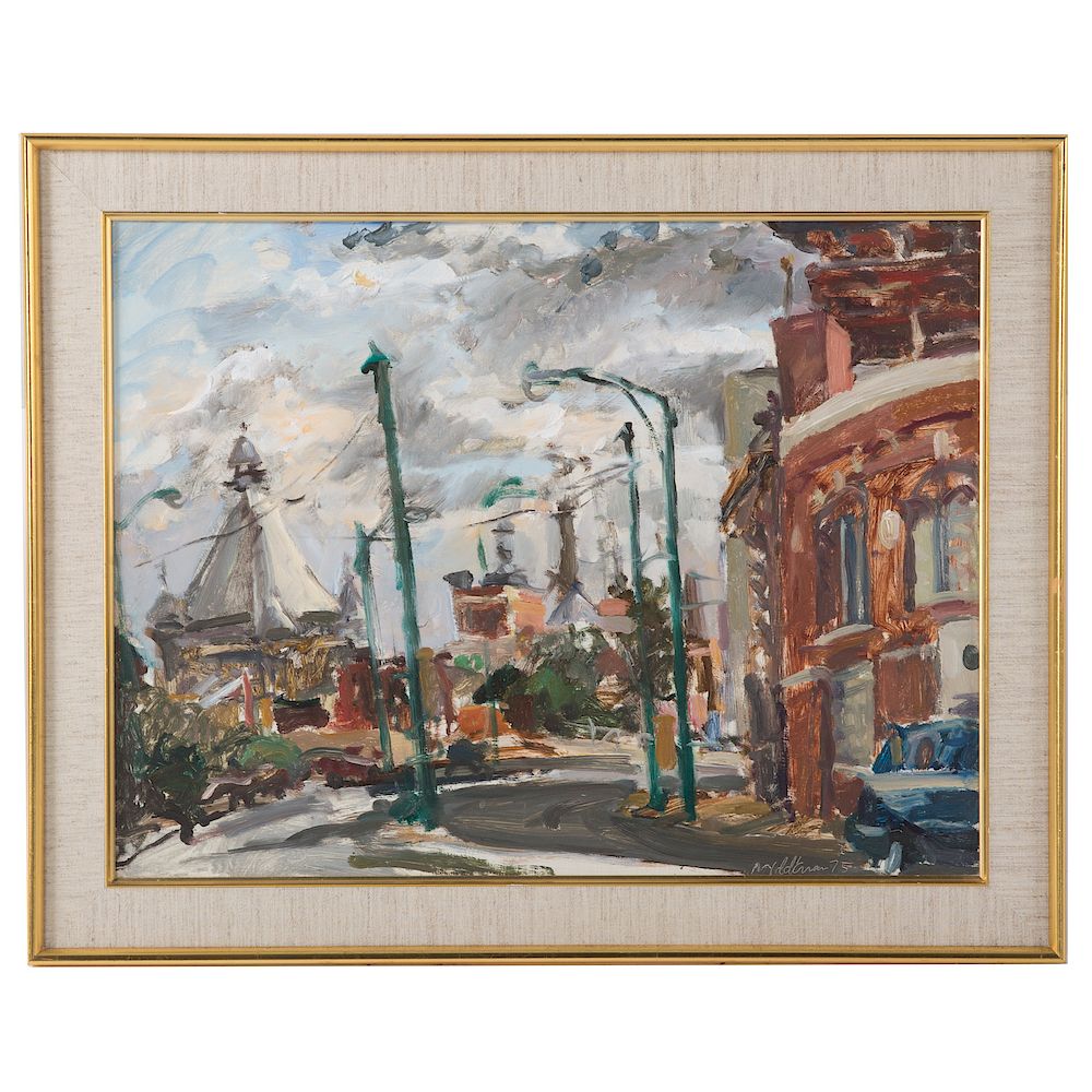 Appraisal: Raoul Middleman Baltimore Street Scene American b Oil on board