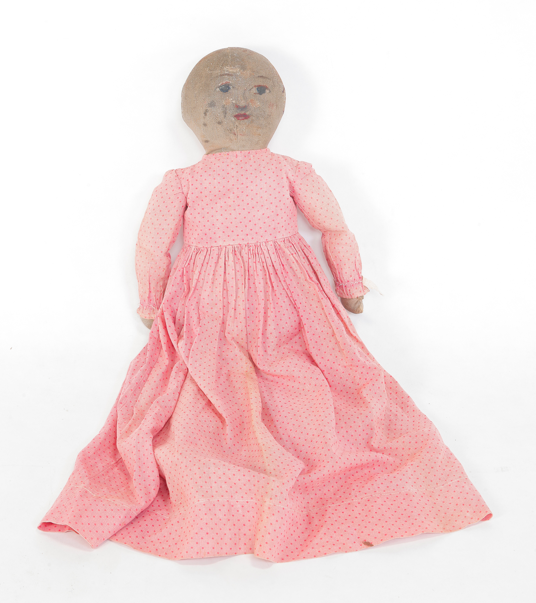 Appraisal: NEW ENGLAND OIL CLOTH DOLL Ca s Painted face and