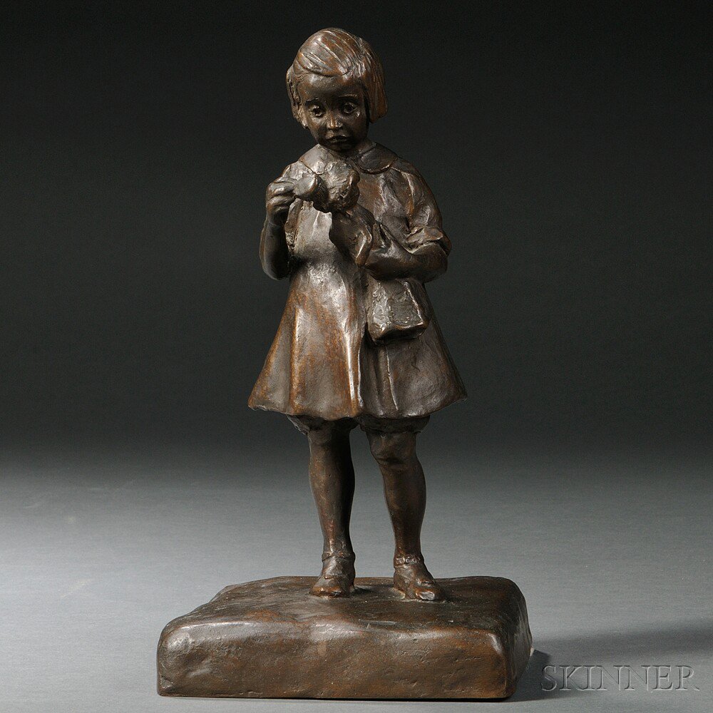 Appraisal: Lillie Osborne American th Century Bronze Figure of a Girl