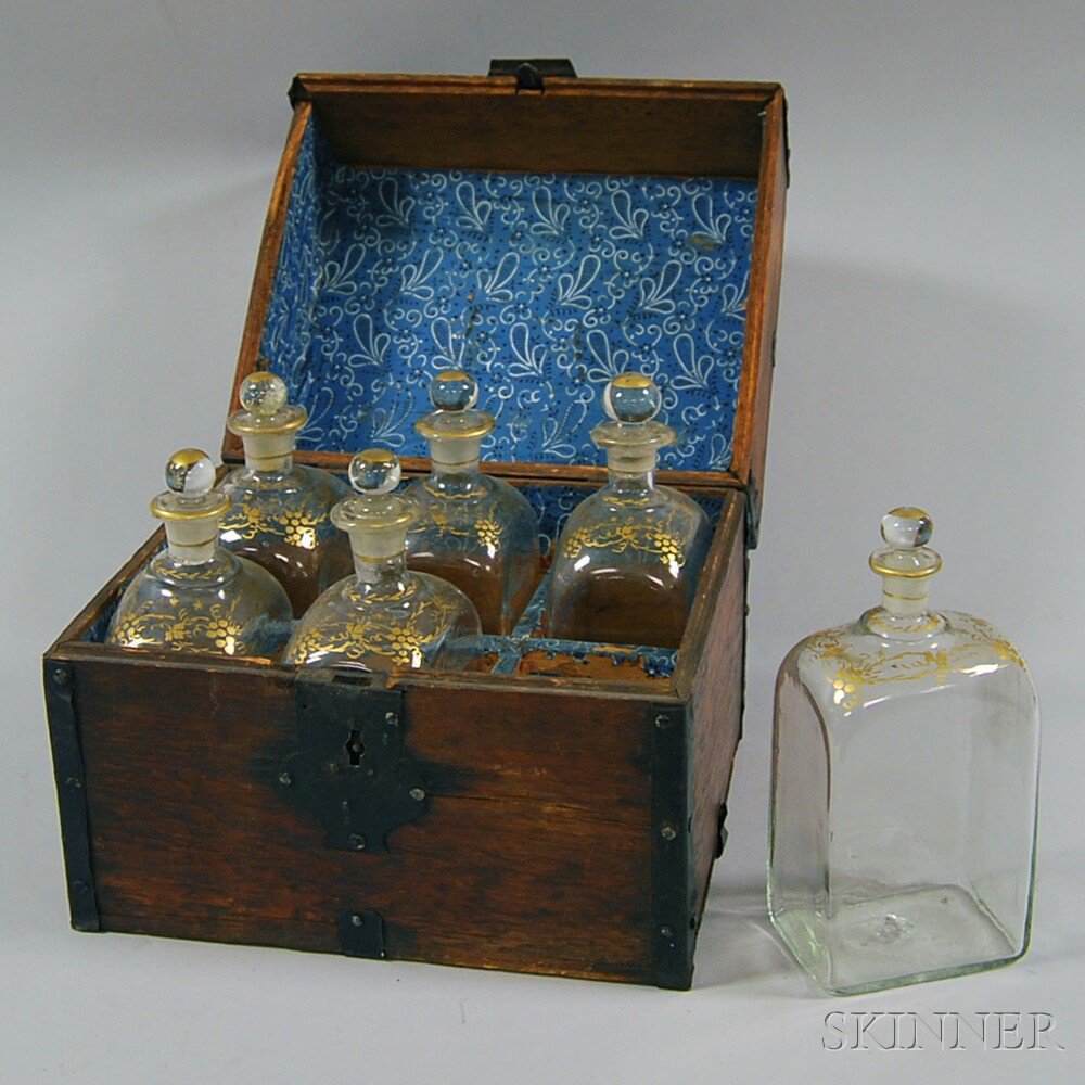 Appraisal: Boxed Set of Six Decanters early th century box made