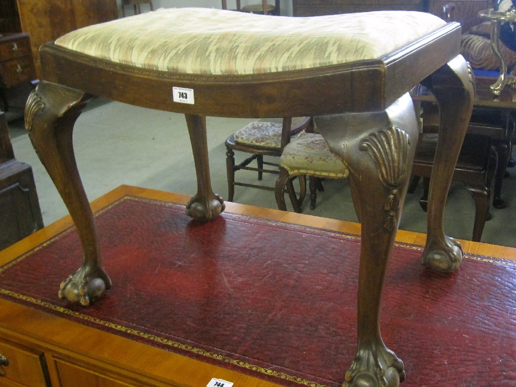 Appraisal: Dressing table stool on ball and claw feet