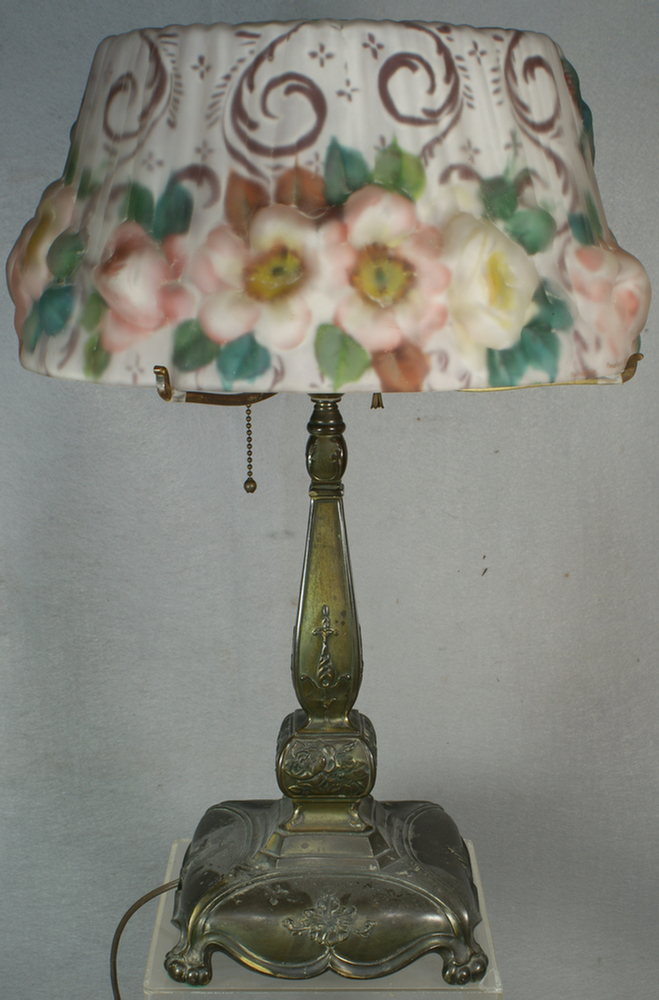 Appraisal: Pairpoint puffy table lamp Devonshire shade base B shade rings