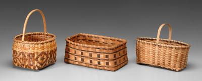 Appraisal: Three Cherokee baskets river cane with band of orange and