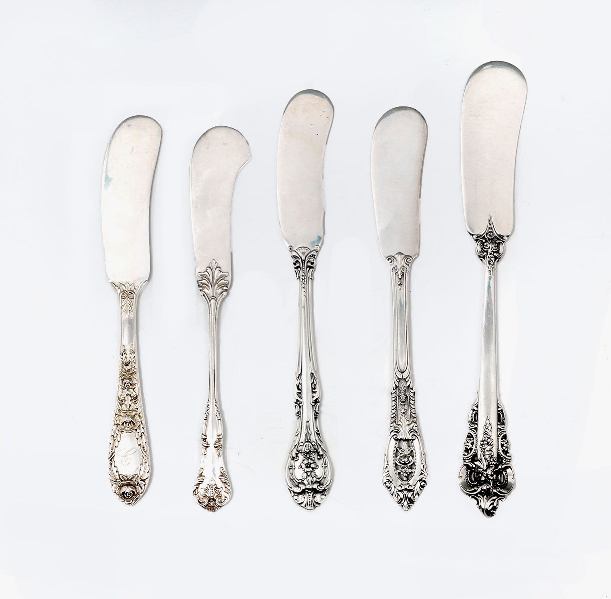 Appraisal: PC STERLING BUTTER KNIFE COLLECTION Approx Troy ounces Comprising -