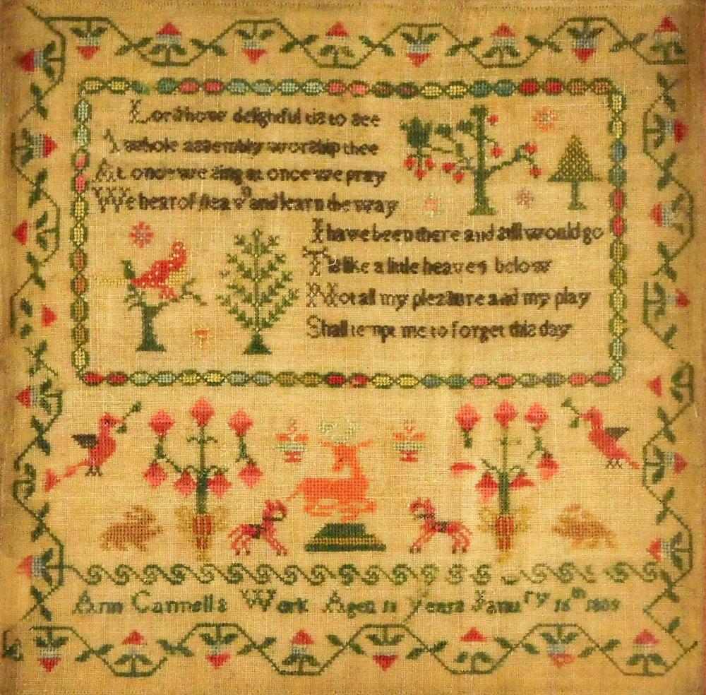 Appraisal: Schoolgirl sampler Ann Connell's work aged years January th possibly