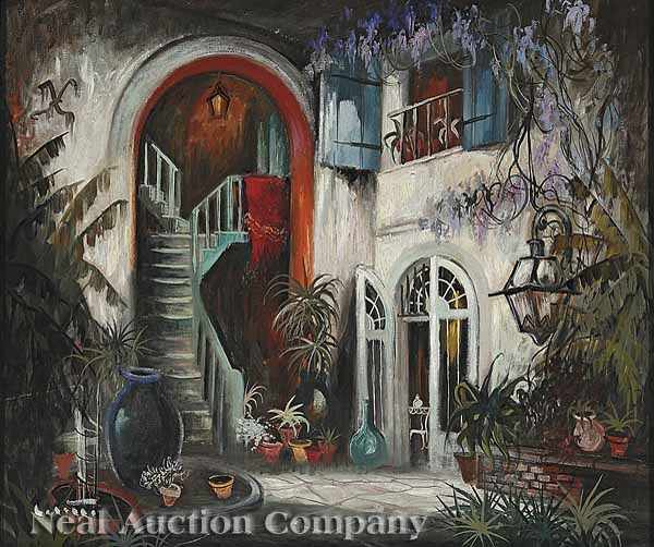 Appraisal: Colette Pope Heldner American Louisiana - Patio Brulatour Courtyard Royal