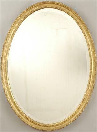 Appraisal: Neoclassical-Style Giltwood Oval Wall Mirror x in