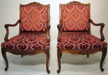 Appraisal: Pair of Louis XV style fauteuils a la reine The