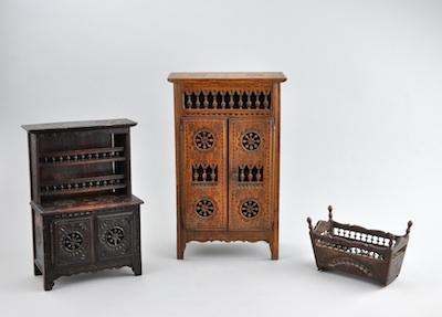 Appraisal: Three Pieces of Miniature Continental Furniture Consisting of a miniature