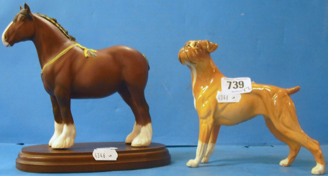 Appraisal: Beswick Large Boxer And Royal Doulton Shire Horse on Wooden