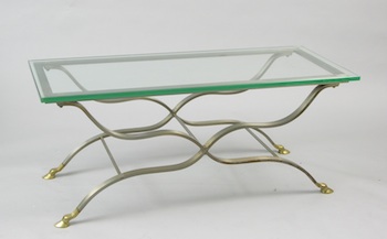 Appraisal: A Handsome Steel and Glass Table A handsome steel and