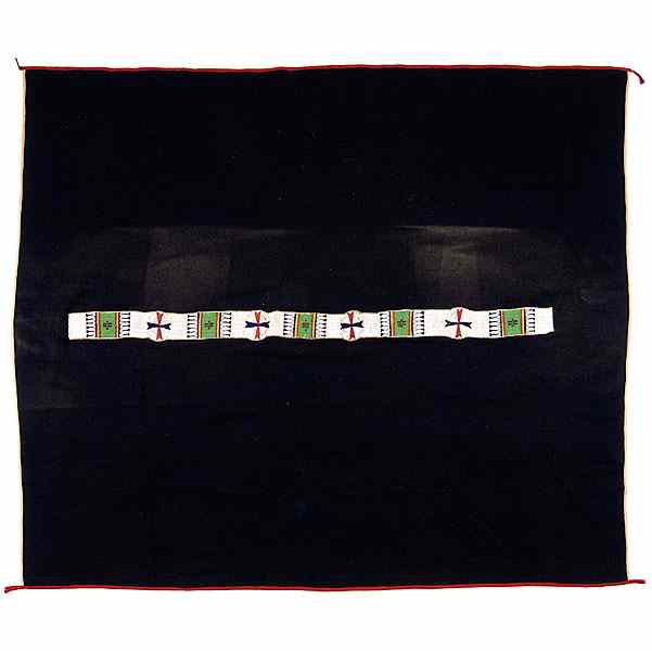 Appraisal: Sioux Beaded Blanket Strip on Wool Blanket thread and sinew-sewn