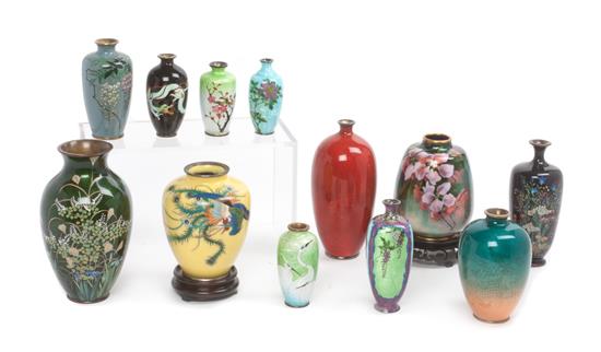 Appraisal: Sale Lot Twelve Japanese Cloisonne Enamel Vases comprising a blue