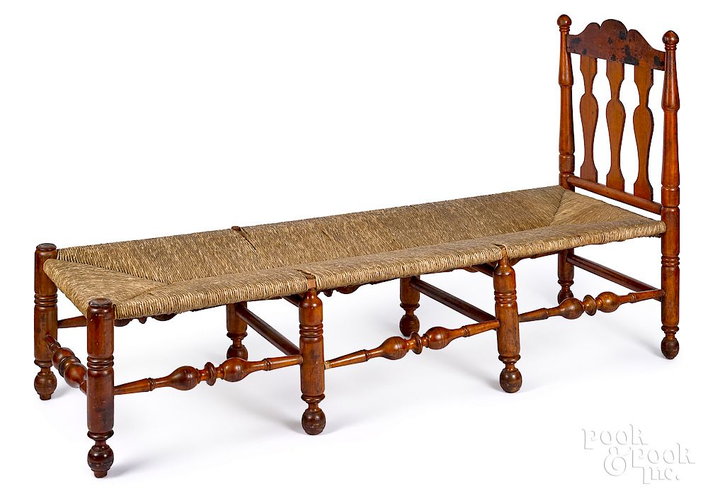 Appraisal: Delaware Valley William and Mary maple daybed Exclusive on Bidsquare