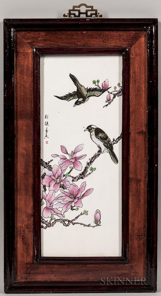 Appraisal: Framed Enameled Porcelain Plaque Framed Enameled Porcelain Plaque China the