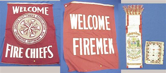 Appraisal: Indiana Fire Chiefs Association banner a Welcome Firemen banner a