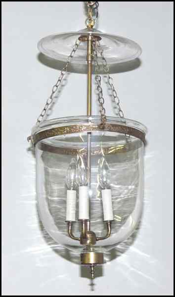 Appraisal: GLASS AND PATINATED METAL BELL JAR FIXTURE '' x ''