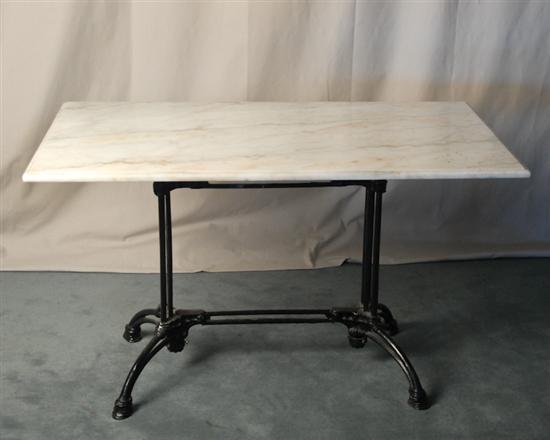 Appraisal: A Marble-top Occasional Table on Wrought Iron Base high wide