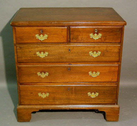 Appraisal: Chippendale walnut split drawer chest thc h x w x