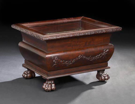 Appraisal: American Classical Revival Mahogany Jardiniere late th century the interior