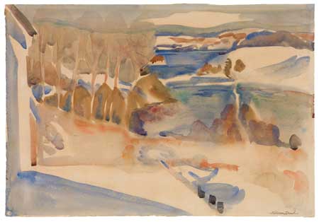 Appraisal: WILLIAM ZORACH Winter Landscape Maine Watercolor and pencil on heavy