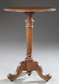 Appraisal: French Carved Cherry Lamp Table late th c the circular