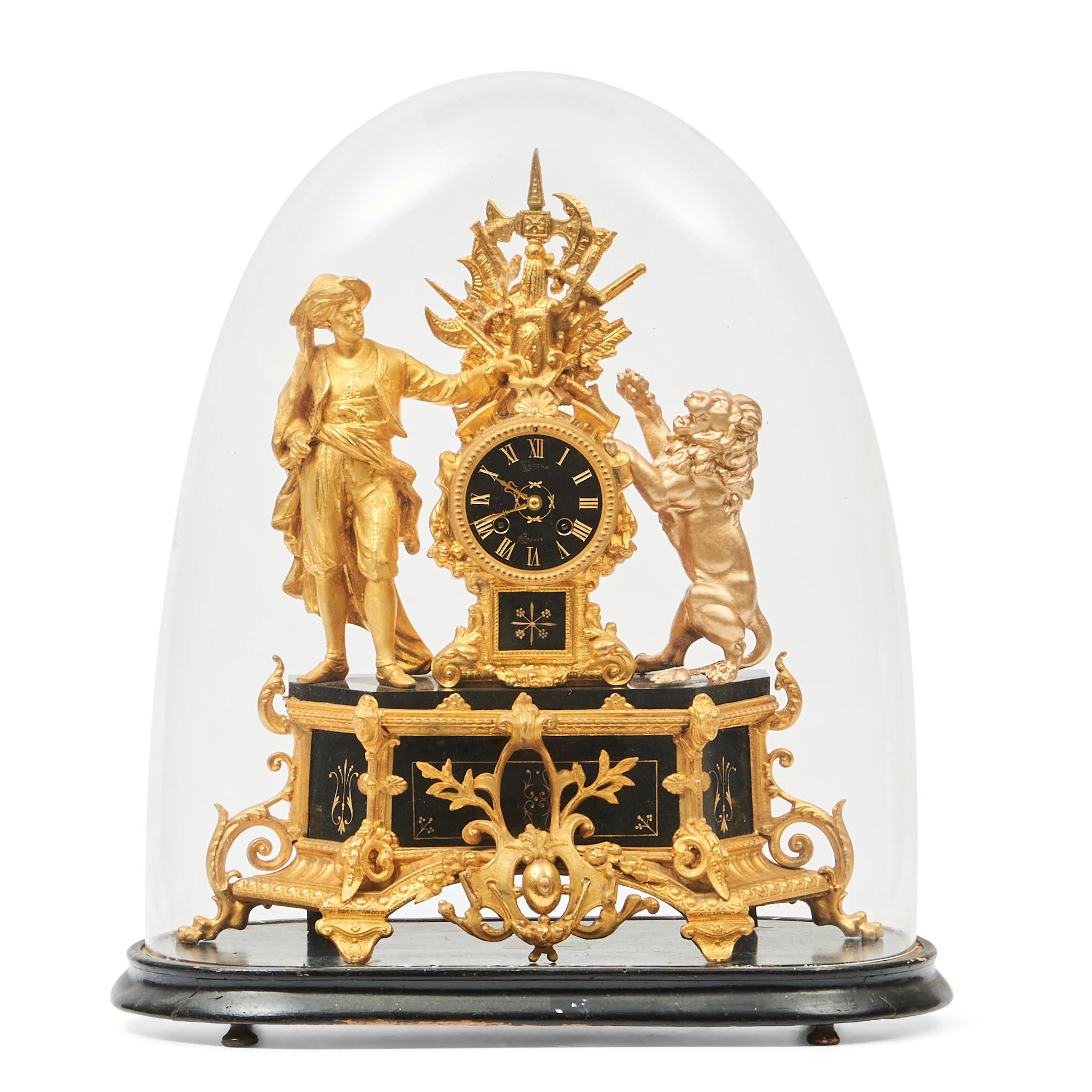 Appraisal: Louis XVI-style Gilt Metal Mantle Clock under Cloche the black