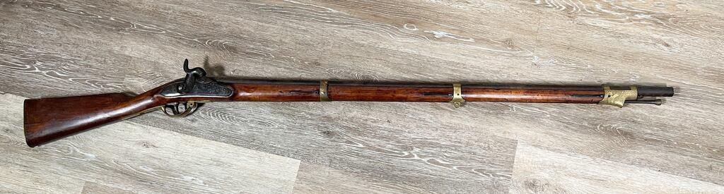 Appraisal: caliber gun barrel European percussion musket stamped on lock Prussian