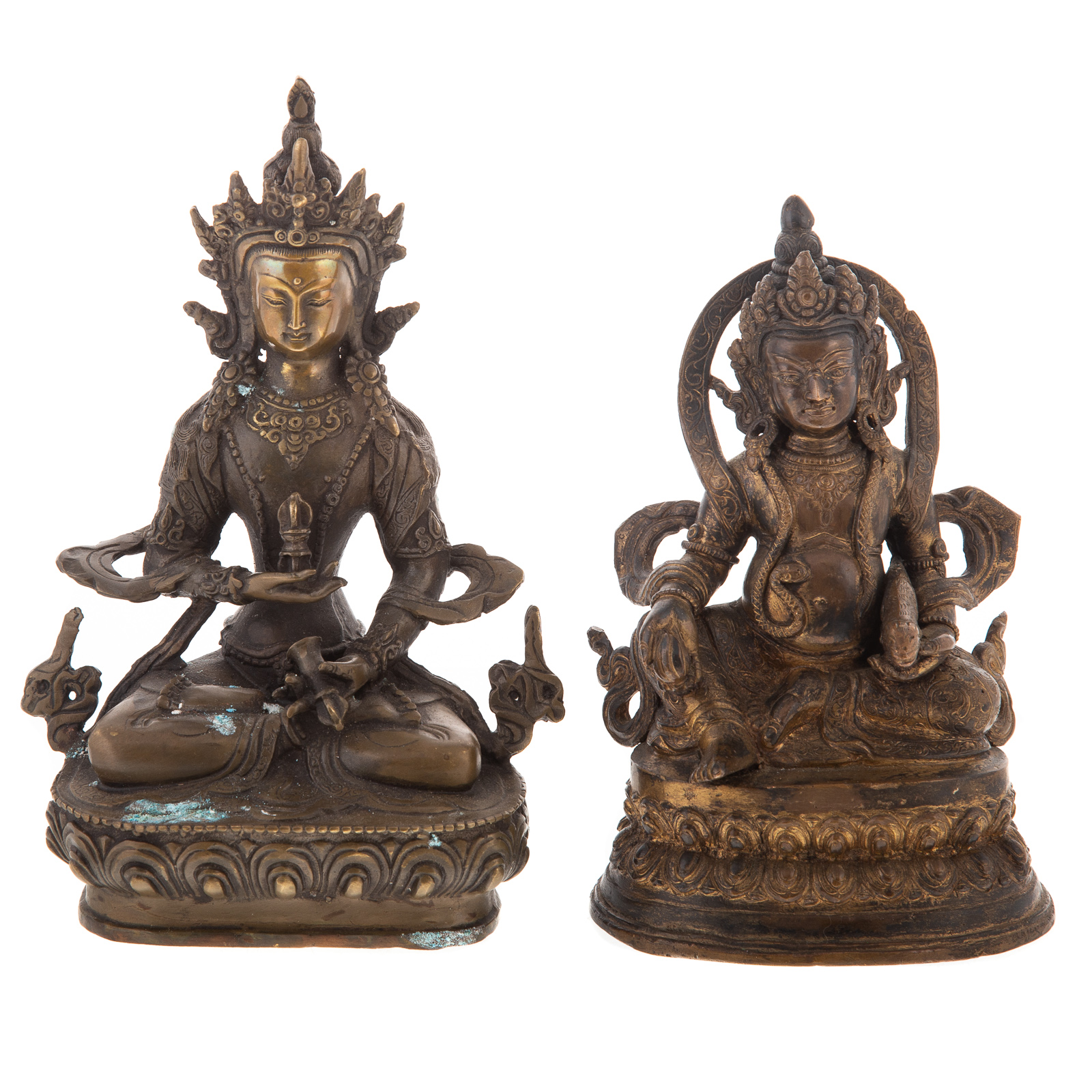 Appraisal: CHINESE TIBETAN BRONZE DEITIES Seated Chinese Bronze Bodhisattva seated on