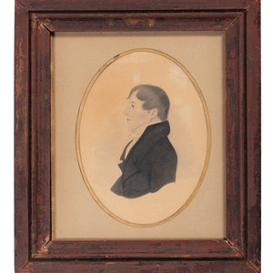 Appraisal: American School Circa s A Watercolor Portrait of a Young