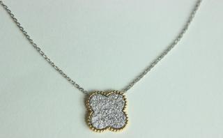 Appraisal: Van Cleef Arpels Style Diamond Clover Necklace Karat Yellow White