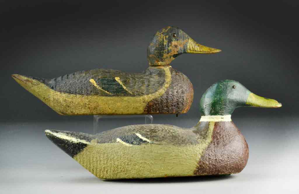 Appraisal: Gundlefinger Mallard Drake Duck DecoysAttributed to Gundlefinger two drakes each